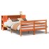 Cama con estantería sin colchón madera maciza marrón 140x190