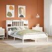 Cama con estantería sin colchón madera maciza blanca 140x200 cm