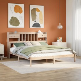 Cama con estantería sin colchón madera maciza de pino