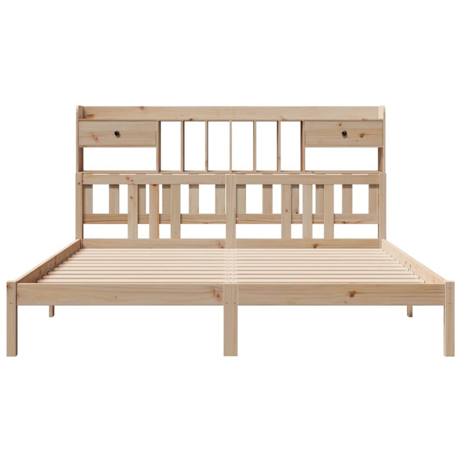 Cama con estantería sin colchón madera maciza de pino