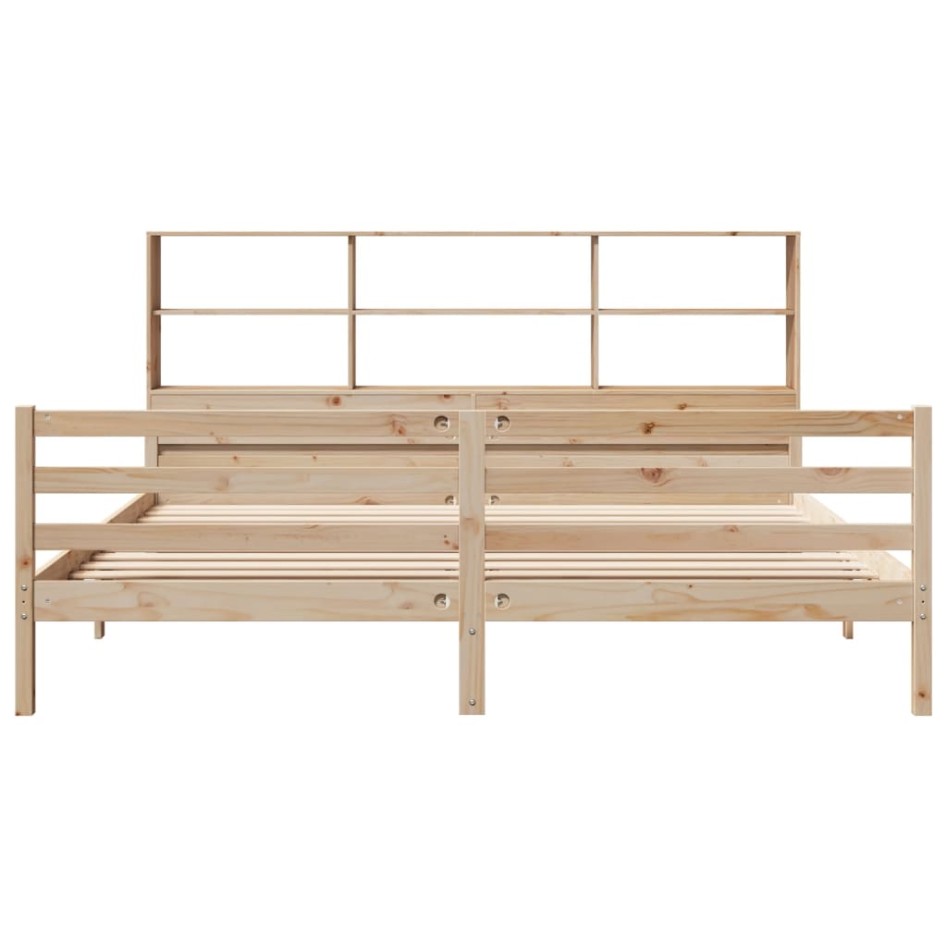 Cama con estantería sin colchón madera maciza de pino