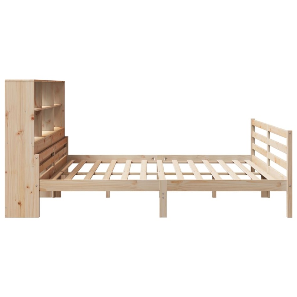 Cama con estantería sin colchón madera maciza de pino