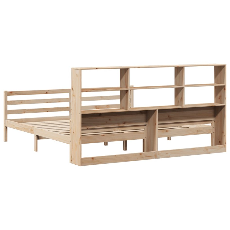 Cama con estantería sin colchón madera maciza de pino