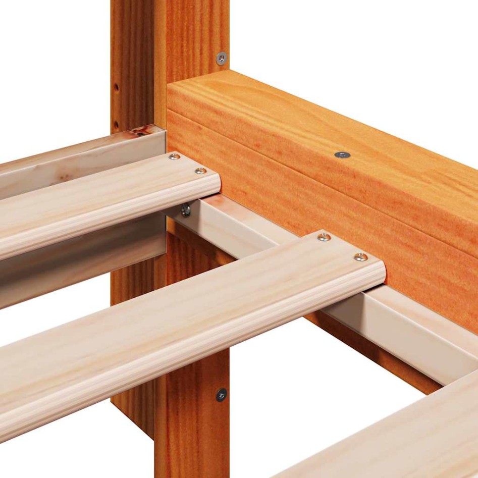 Cama con estantería sin colchón madera maciza marrón