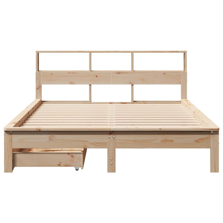 Cama con estantería sin colchón madera maciza de pino