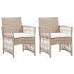 Sillones de jardín con cojines 2 unidades ratán sintético beige
