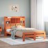 Cama con estantería sin colchón madera maciza marrón