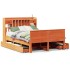 Cama con estantería sin colchón madera maciza marrón 160x200