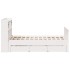 Cama con estantería sin colchón madera maciza blanca 140x200