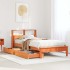 Cama con estantería sin colchón madera maciza marrón 75x190