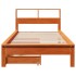 Cama con estantería sin colchón madera maciza marrón 75x190