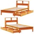 Cama con estantería sin colchón madera maciza marrón 75x190