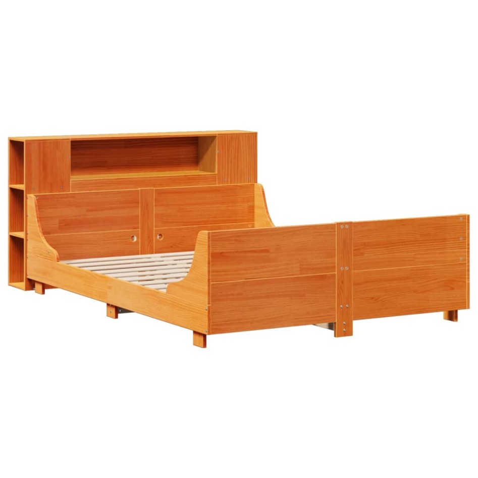 Estructura de cama sin colchón madera maciza marrón 135x190