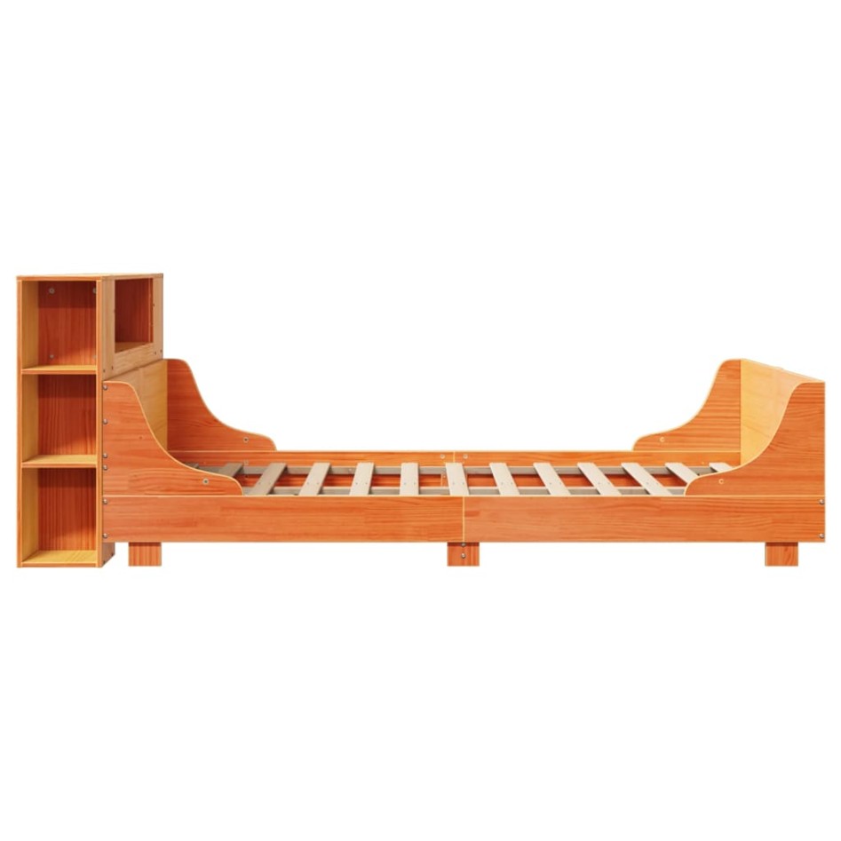 Estructura de cama sin colchón madera maciza marrón 135x190