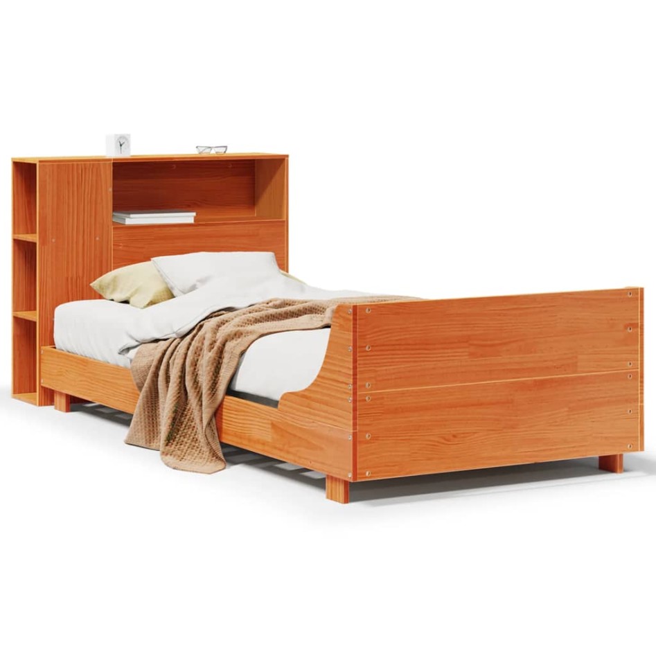 Estructura de cama sin colchón madera maciza marrón 75x190