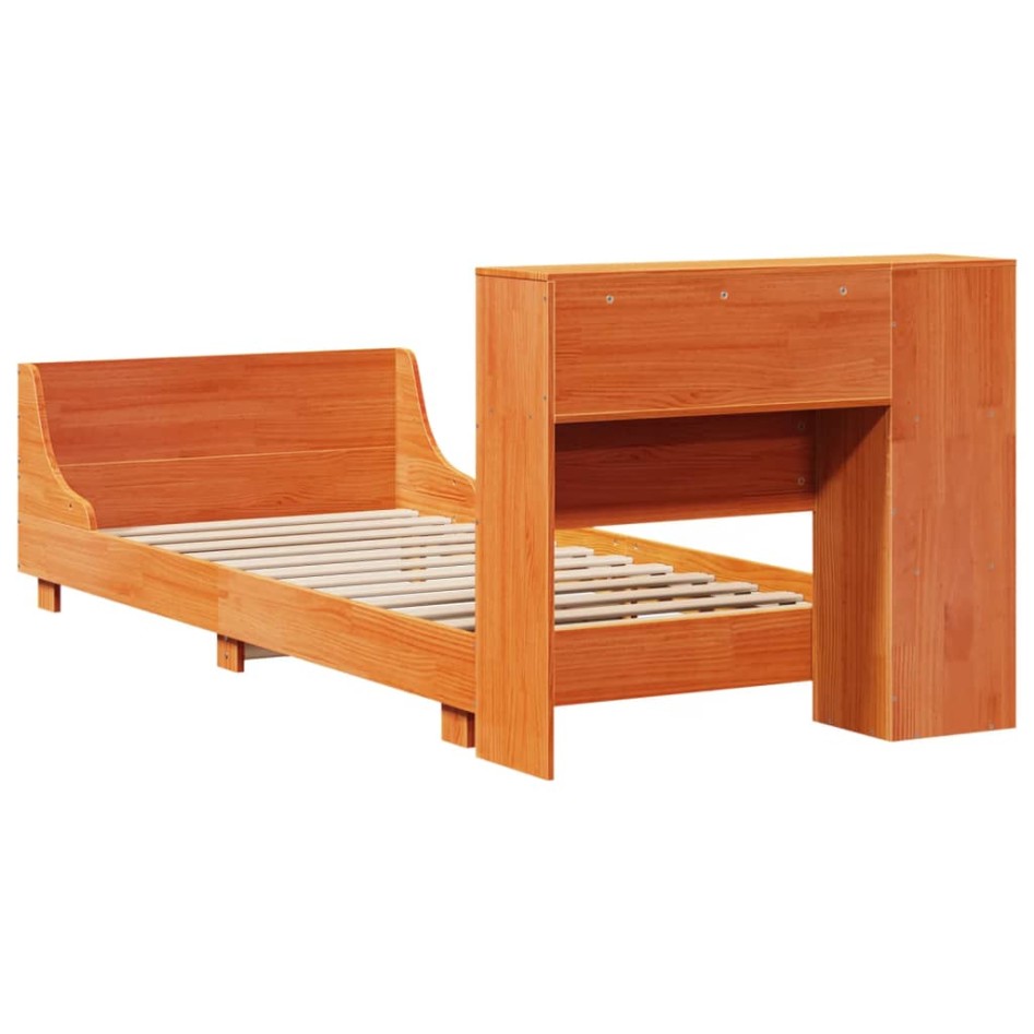 Estructura de cama sin colchón madera maciza marrón 75x190