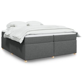 Cama box spring con colchón tela gris oscuro 200x200