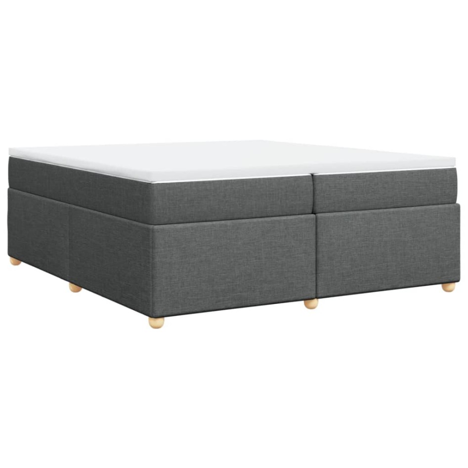 Cama box spring con colchón tela gris oscuro 200x200