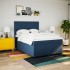 Cama box spring con colchón tela azul 140x200