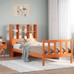 Cama con estantería sin colchón madera maciza marrón 90x190 cm