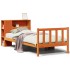 Cama con estantería sin colchón madera maciza marrón 75x190