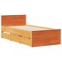 Cama con estantería sin colchón madera maciza marrón 100x200