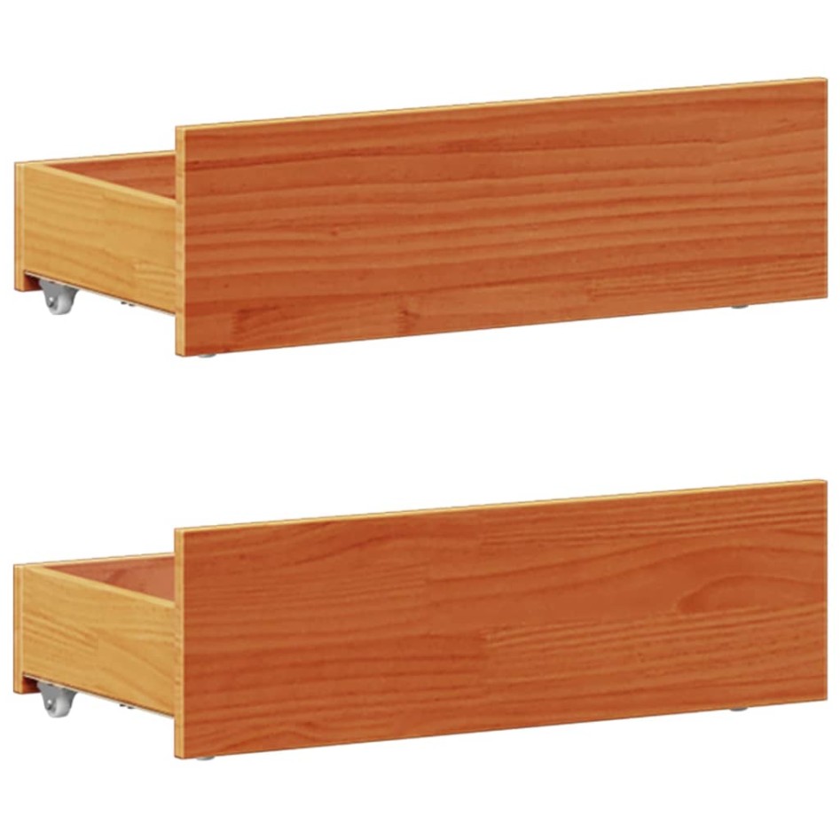 Cama con estantería sin colchón madera maciza marrón 100x200