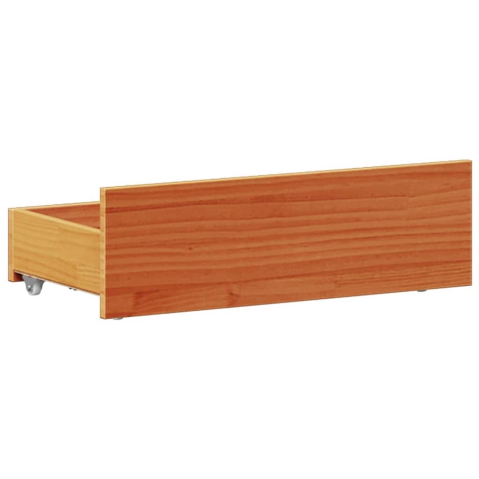 Cama con estantería sin colchón madera maciza marrón 100x200
