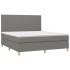 Cama box spring colchón y luces LED tela gris oscuro 160x200