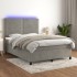 Cama box spring colchón y LED terciopelo gris claro 140x200