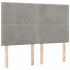 Cama box spring colchón y LED terciopelo gris claro 140x200