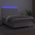 Cama box spring colchón y LED cuero sintético blanco 140x190