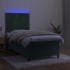Cama box spring colchón y LED terciopelo verde oscuro 90x200