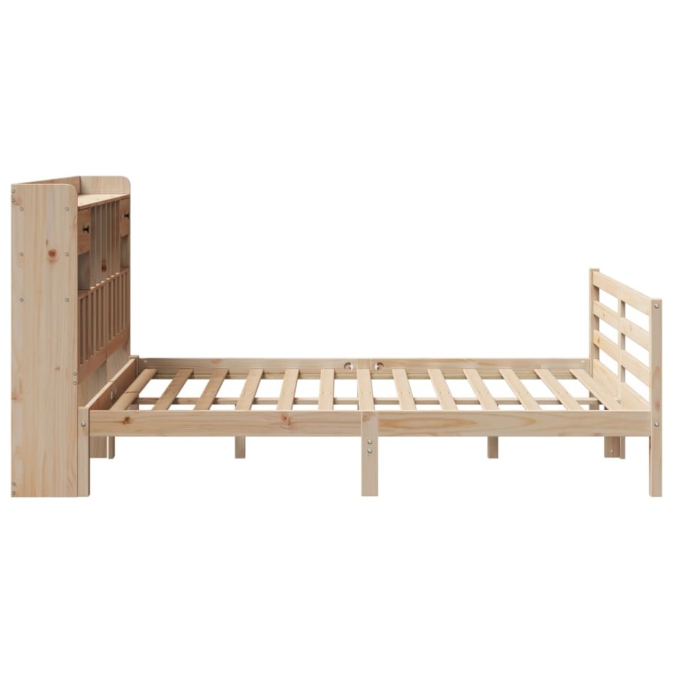Cama con estantería sin colchón madera maciza de pino