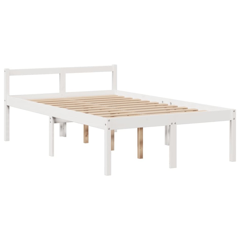 Cama con estantería sin colchón madera maciza blanca 135x190