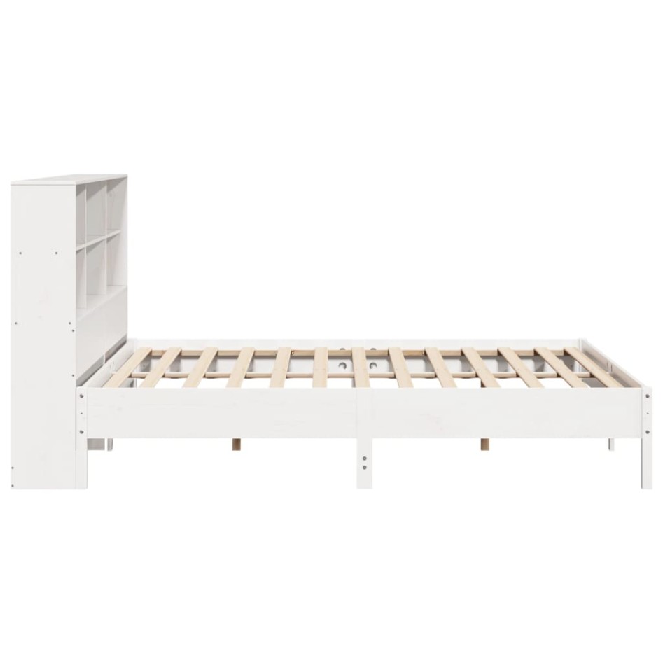 Cama con estantería sin colchón madera maciza blanca 200x200