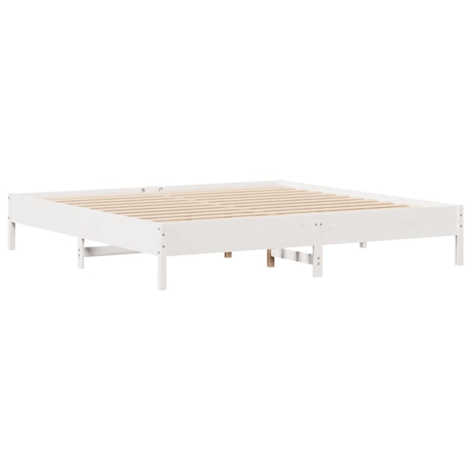 Cama con estantería sin colchón madera maciza blanca 200x200