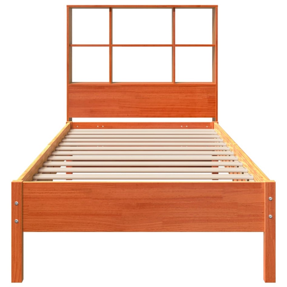 Cama con estantería sin colchón madera maciza marrón 100x200