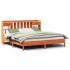 Cama con estantería sin colchón madera maciza marrón 200x200