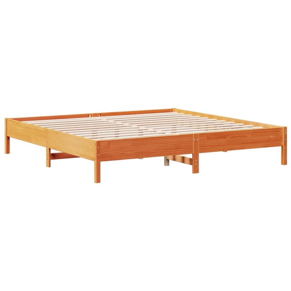 Cama con estantería sin colchón madera maciza marrón 200x200