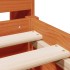 Cama con estantería sin colchón madera maciza marrón 200x200