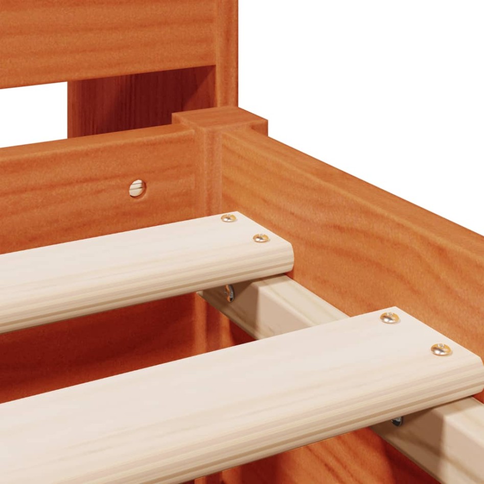 Cama con estantería sin colchón madera maciza marrón 200x200