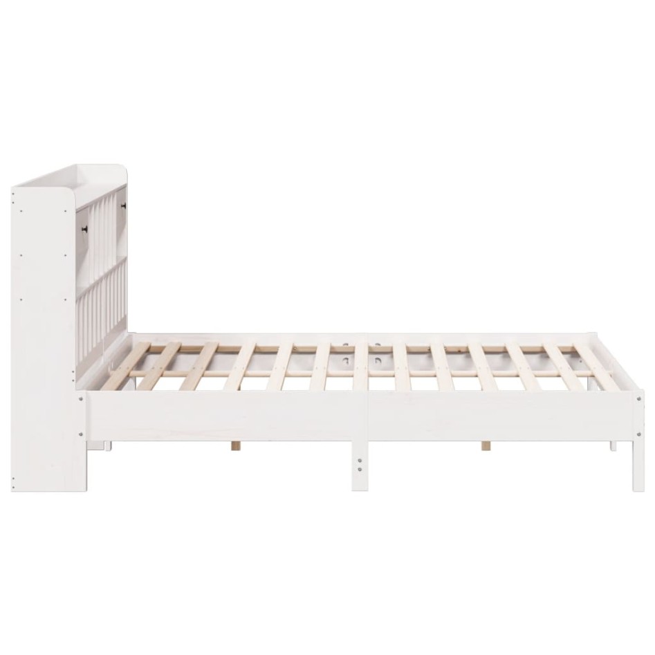 Cama con estantería sin colchón madera maciza blanca 180x200