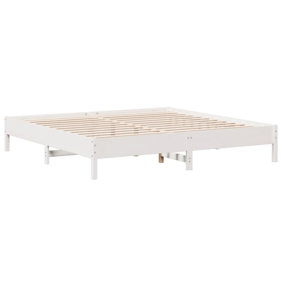 Cama con estantería sin colchón madera maciza blanca 180x200