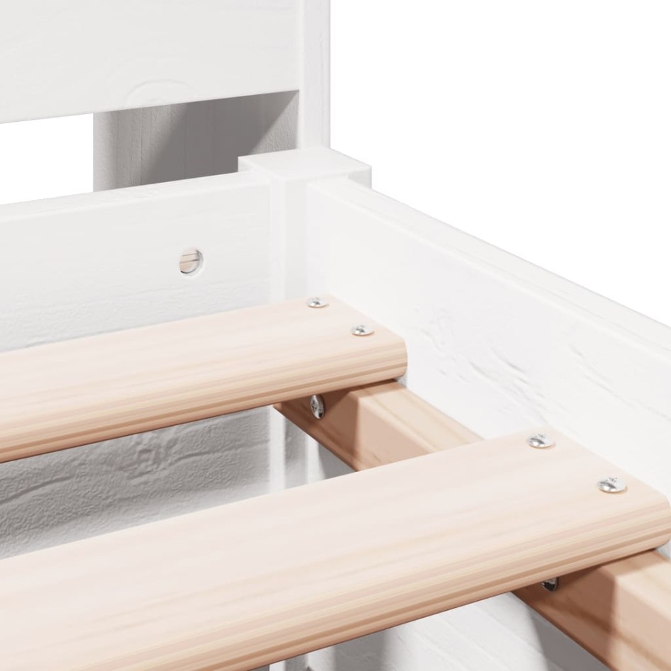 Cama con estantería sin colchón madera maciza blanca 180x200