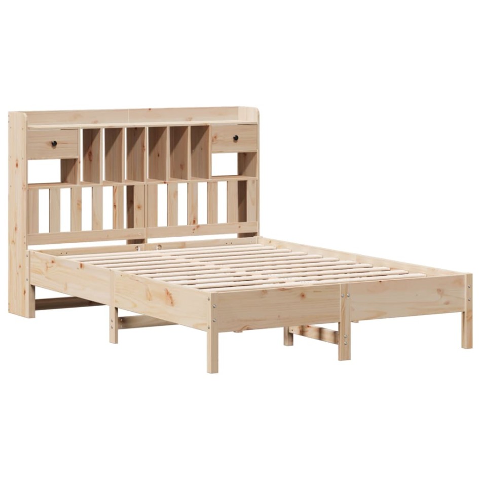 Cama con estantería sin colchón madera maciza de pino