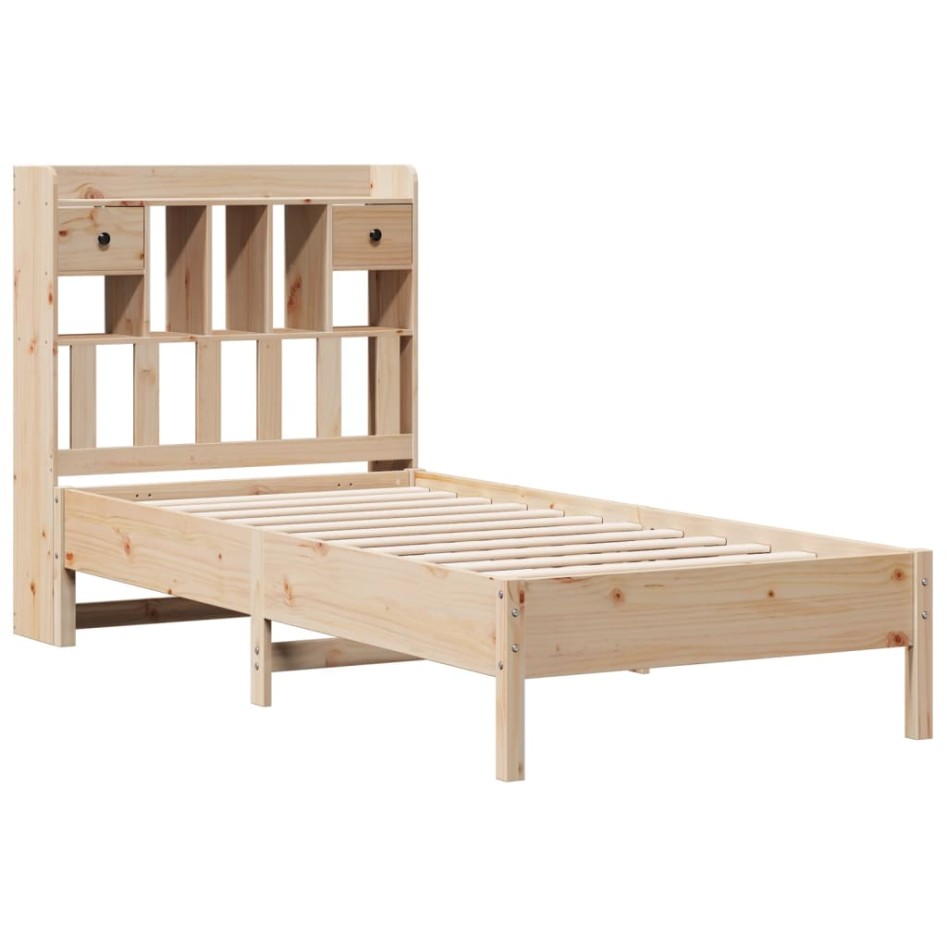 Cama con estantería sin colchón madera maciza de pino