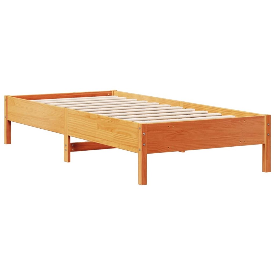 Cama con estantería sin colchón madera maciza marrón 100x200