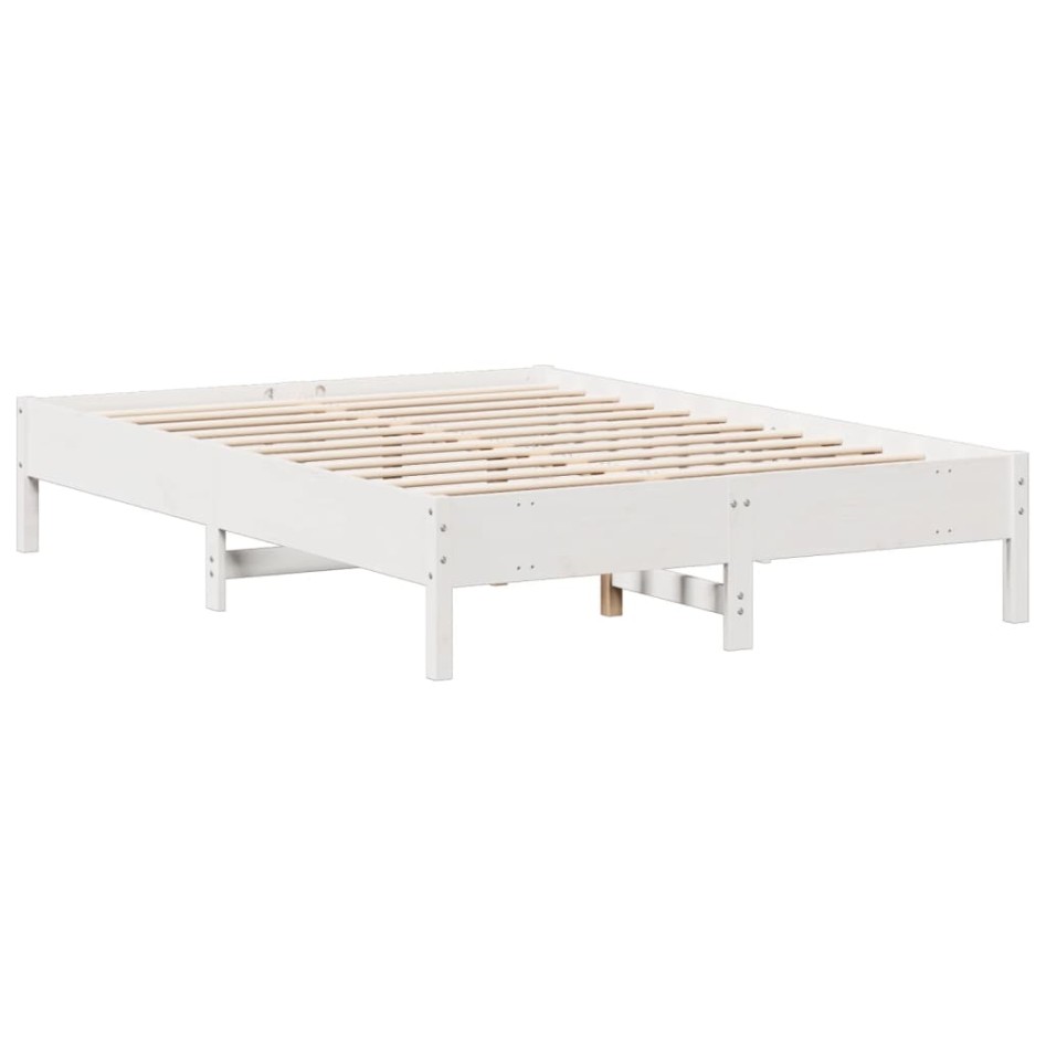 Cama con estantería sin colchón madera maciza blanca 140x190