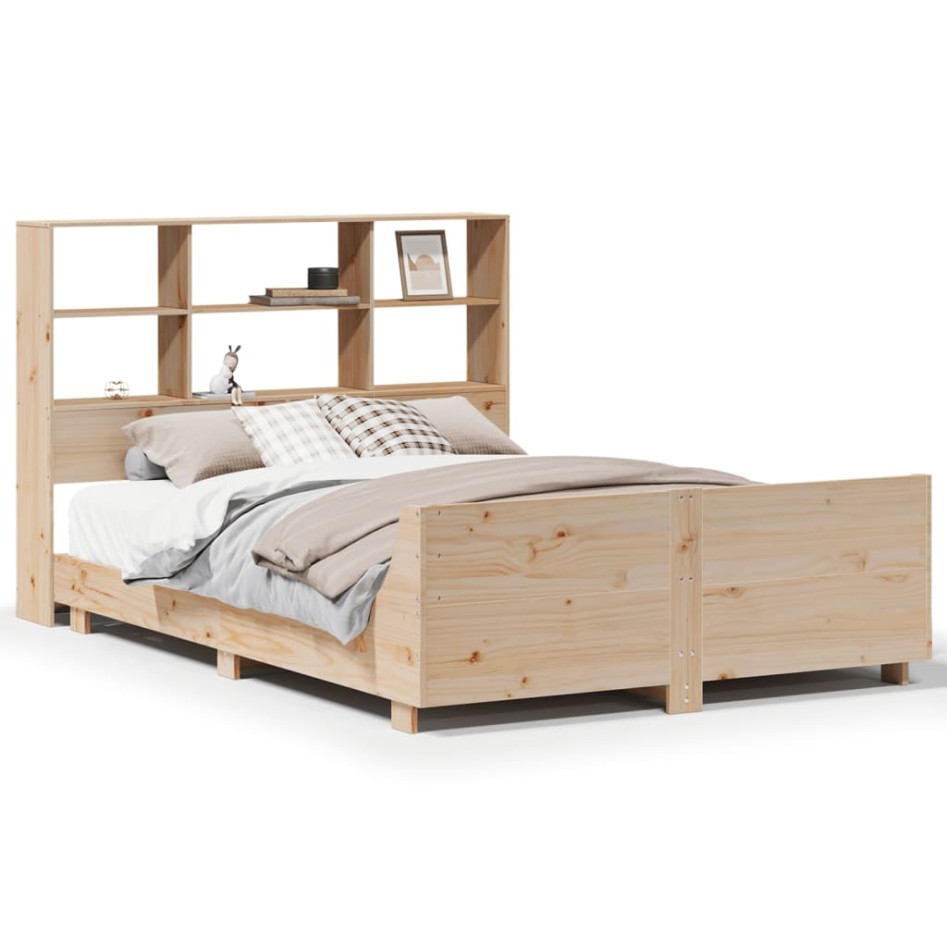 Estructura de cama sin colchón madera maciza de pino 160x200